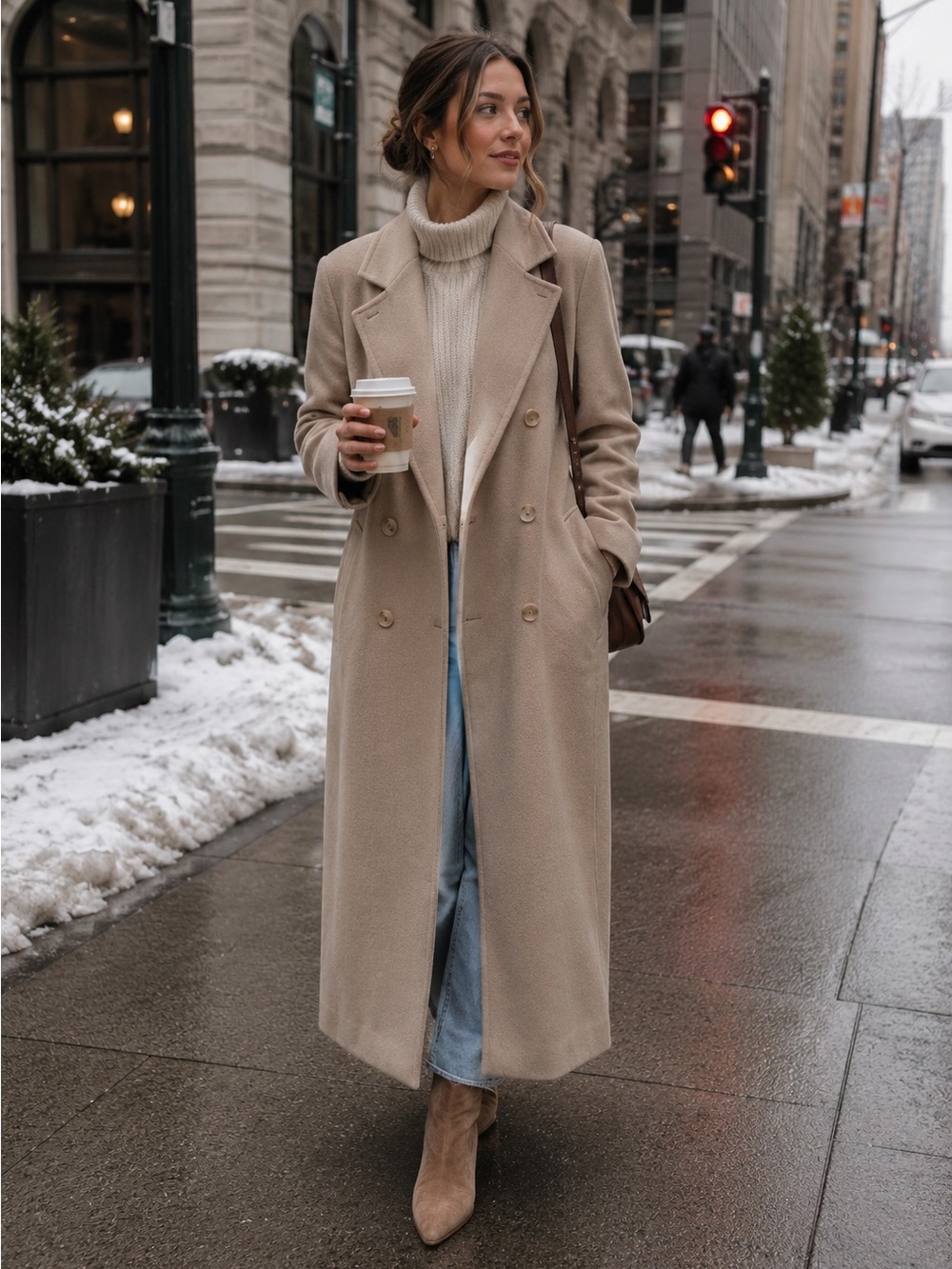 Kristen Blake Women's Long Camel Coat